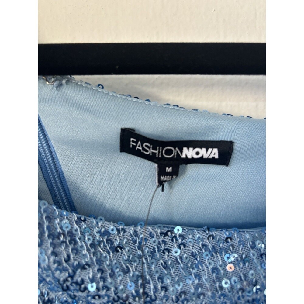Fashion Nova Club Guestlist Sequin Mini Dress Blue M NWT Winter Formal Cocktail - Picture 8 of 12